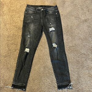 Judy Blue Distressed Charcoal Skinny Jeans